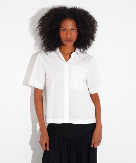 camisa de algodão bolso embutido mindset off white M