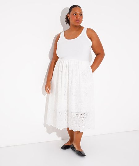 vestido midi de laise plus size mindset branco GG2