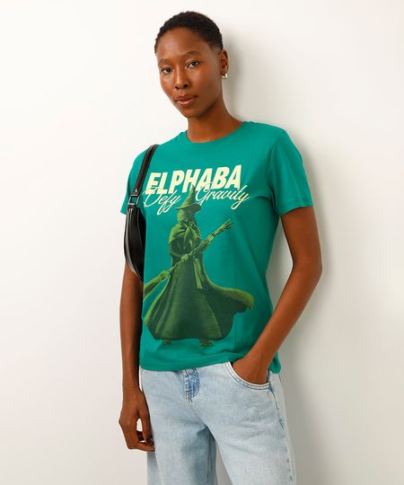 camiseta de algodão elphaba wicked verde M camiseta de algodão elphaba wicked verde M