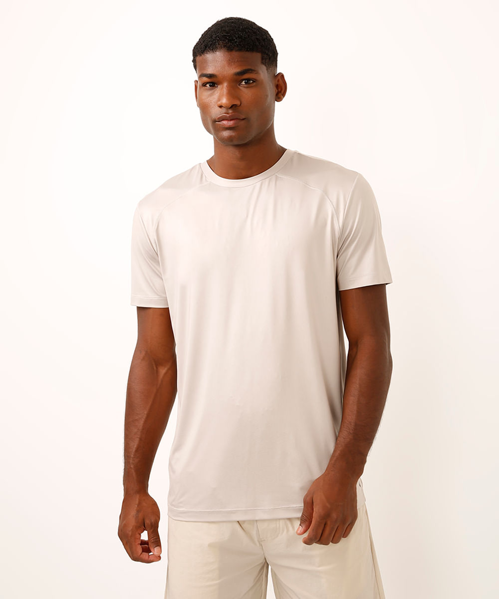 camiseta slim manga curta esportiva ace bege