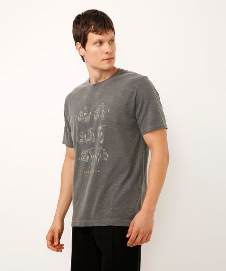 camiseta comfort de algodão motos preta XG