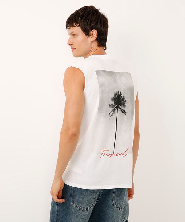 regata machão de algodão tropical off white P