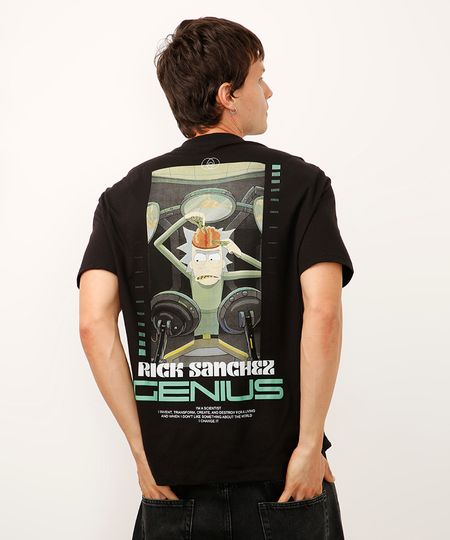 camiseta relaxed de algodão rick and morty preta GG