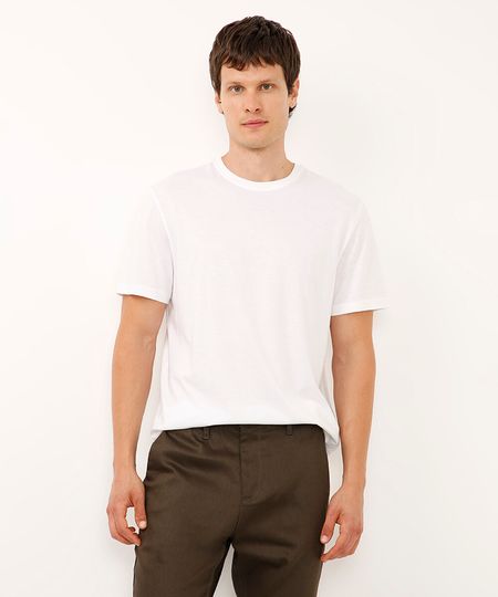 camiseta de algodão pima manga curta branca G camiseta de algodão pima manga curta branca G