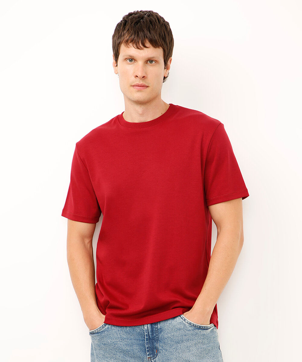 camiseta de algodão peruano bold manga curta vinho