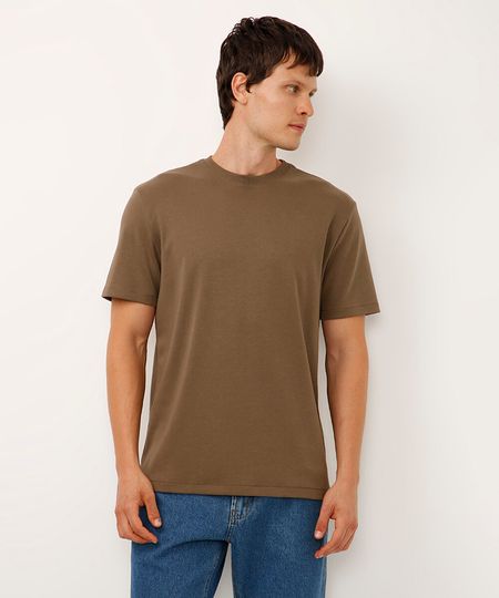 camiseta de algodão peruano bold manga curta bege PP camiseta de algodão peruano bold manga curta bege PP