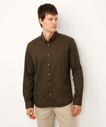 camisa comfort sarja leve manga longa verde P camisa comfort sarja leve manga longa verde P
