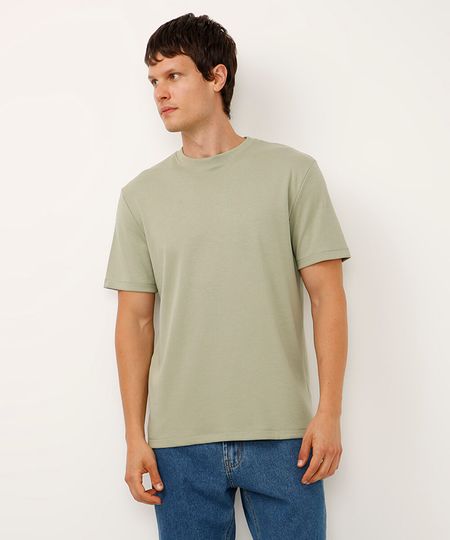 camiseta de algodão peruano manga curta verde P