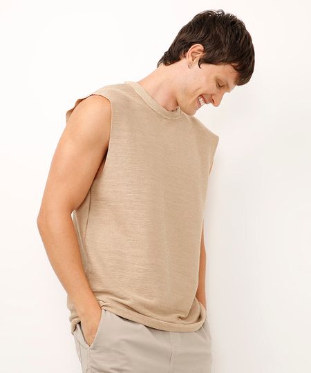 regata machão texturizada - bege P regata machão texturizada - bege P