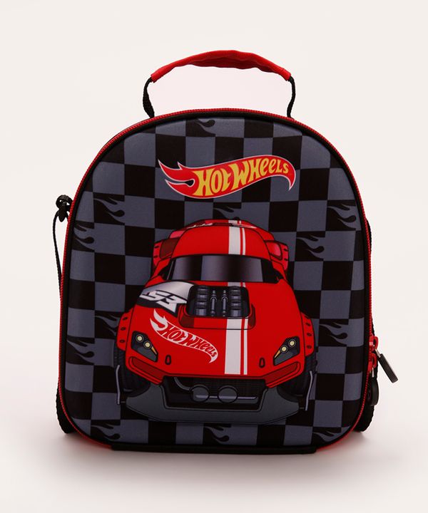 lancheira térmica infantil hot wheels preta UNICO