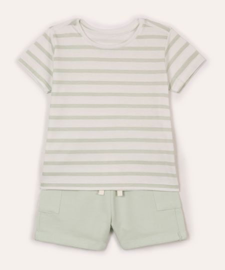 conjunto infantil curto listrado verde 3