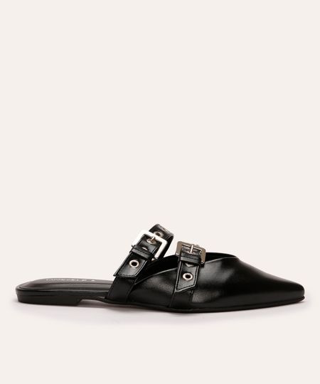 mule bico fino com fivelas oneself preto 35
