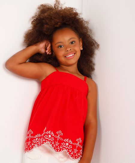 regata evasê infantil floral - vermelho 12 regata evasê infantil floral - vermelho 12