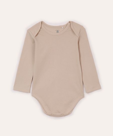 body de algodão infantil básico bege 6-9