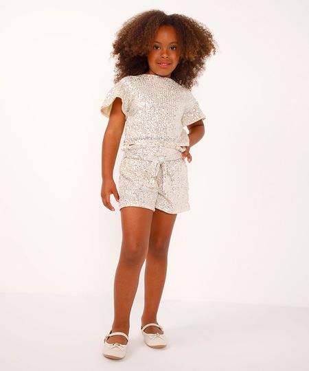 short infantil clochard de paetê dourado 4