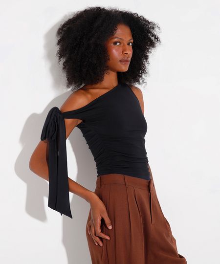 regata com franzido e amarração mindset preta PP regata com franzido e amarração mindset preta PP