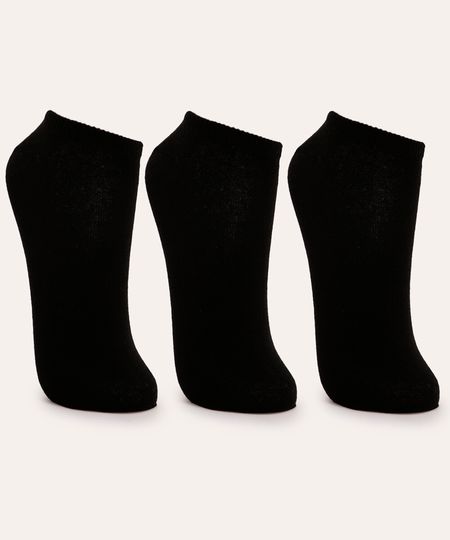 Kit de 3 Meias Infantis Soquete Preta 14-17 Kit de 3 Meias Infantis Soquete Preta 14-17