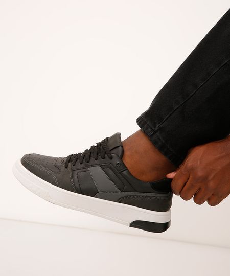 tênis casual recortes bicolor oneself preto 40