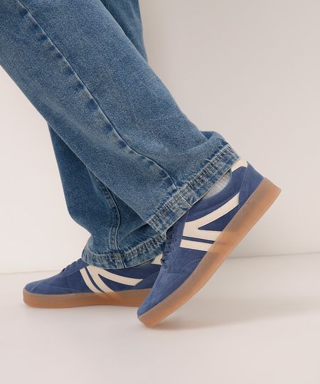 tênis casual com recortes bicolor ace azul 40