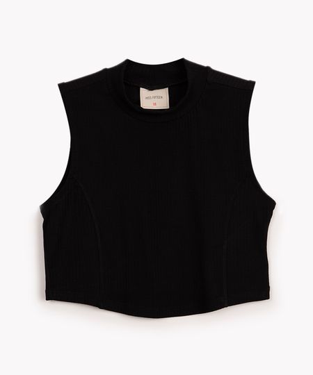blusa de viscose juvenil com recorte gola alta preto 10