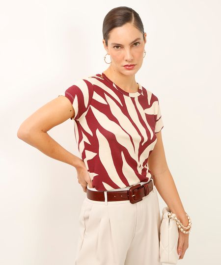 blusa de viscose folhagem com botões vinho PP