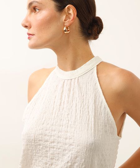 blusa halterneck texturizada off white M