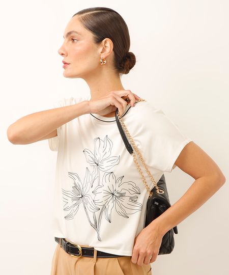 blusa de viscose floral off white PP