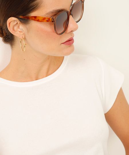 blusa de algodão manga copinho off white M blusa de algodão manga copinho off white M