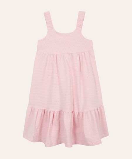 vestido infantil de algodão texturizado poá rosa 6