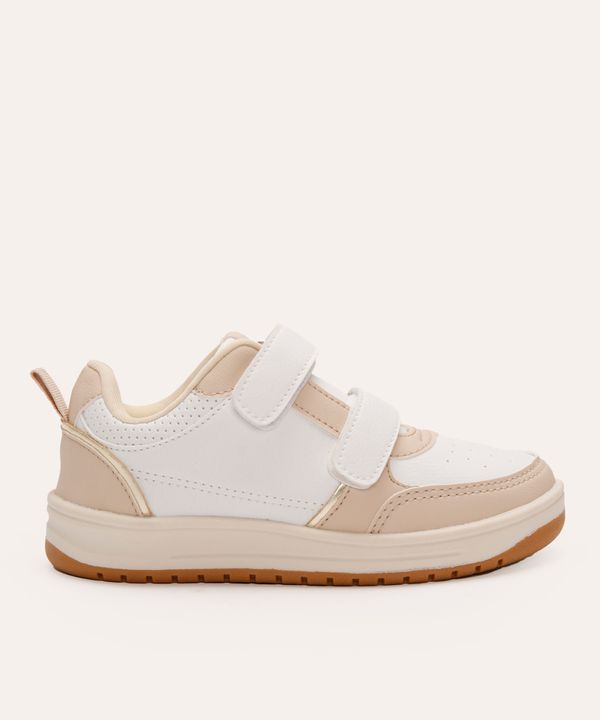 tênis infantil com velcro bege 29