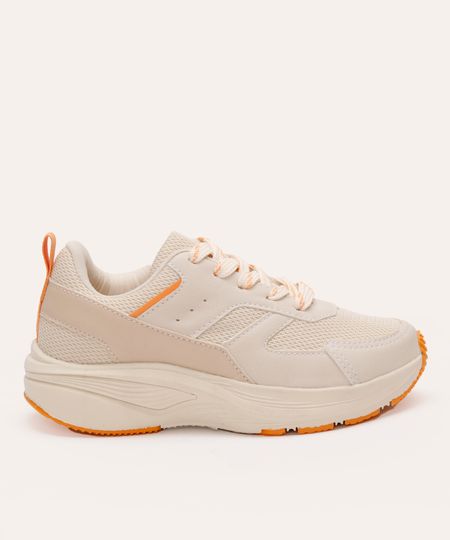 tênis esportivo infantil com recortes ace off white 35