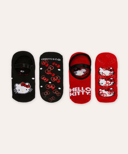 kit de 2 meias sapatilha hello kitty colorido 34-39