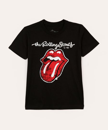 camiseta de algodão infantil the rolling stones preta 8