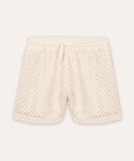 short de tricot juvenil bege 12