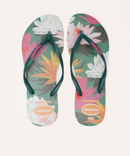 chinelo havaianas slim summer bliss floral verde 33-34 chinelo havaianas slim summer bliss floral verde 33-34