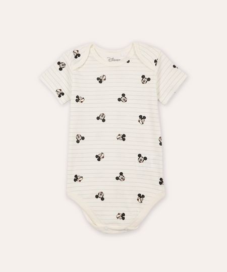 body de algodão infantil mickey listrado off white 0-3 body de algodão infantil mickey listrado off white 0-3