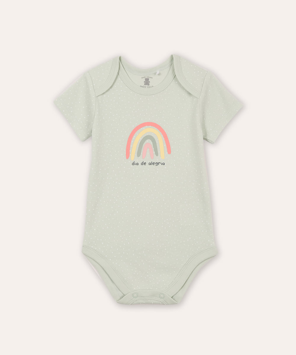 body de algodão infantil arco íris poá verde