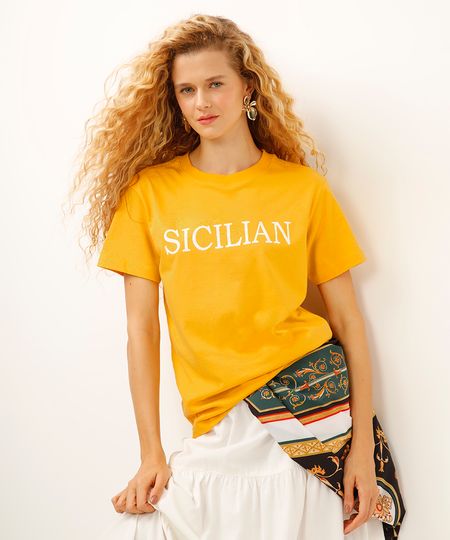 camiseta oversized de algodão sicilian - amarelo P
