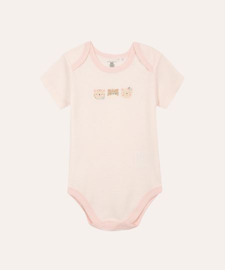 body de algodão infantil gatinhos listrado rosa 0-3 body de algodão infantil gatinhos listrado rosa 0-3