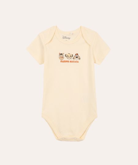 body de algodão infantil hakuna matata amarelo 3-6