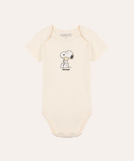 body de algodão infantil snoopy off white 9-12