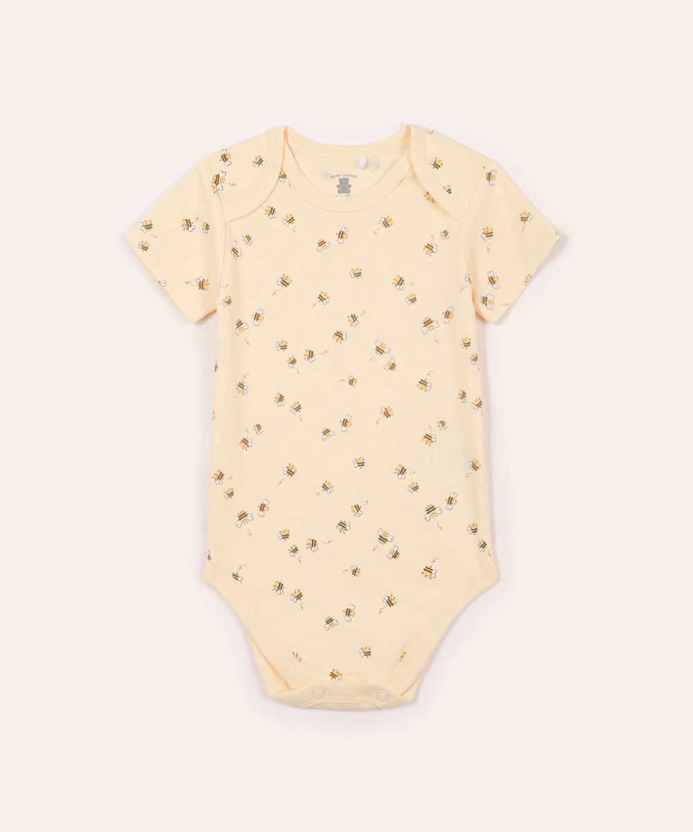 body de algodão infantil abelhinhas amarelo