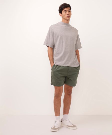 bermuda reta masculina de sarja com elástico verde P