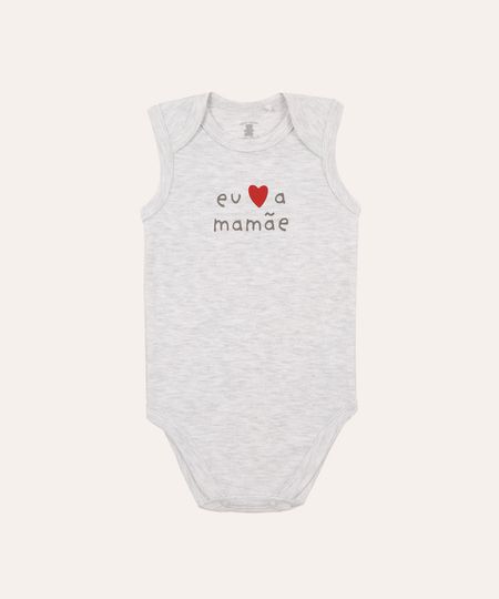 body de algodão infantil eu amo a mamãe cinza 18-24