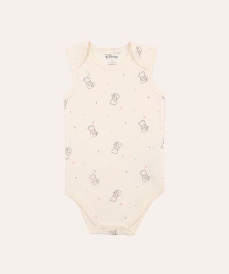 body de algodão infantil ursinho pooh off white 12-18
