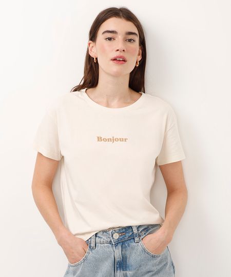 cropped de algodão bonjour bege M