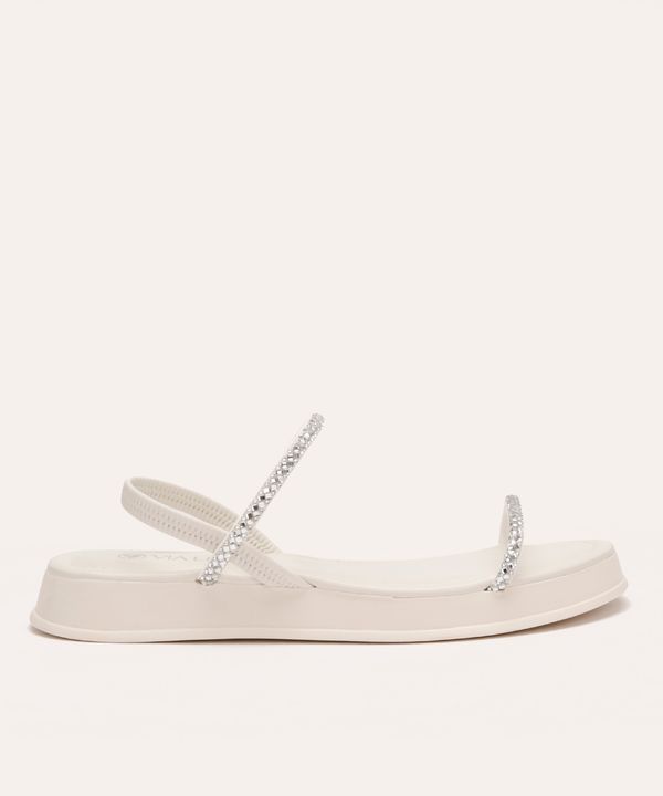 rasteirinha flatform via uno tiras com brilhos off white 39