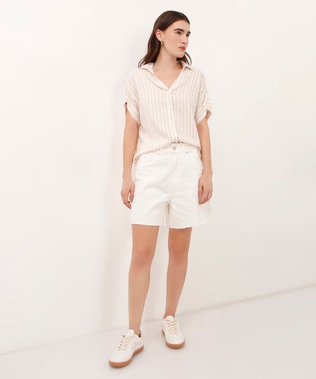 short mom de sarja barra a fio off white 38 short mom de sarja barra a fio off white 38