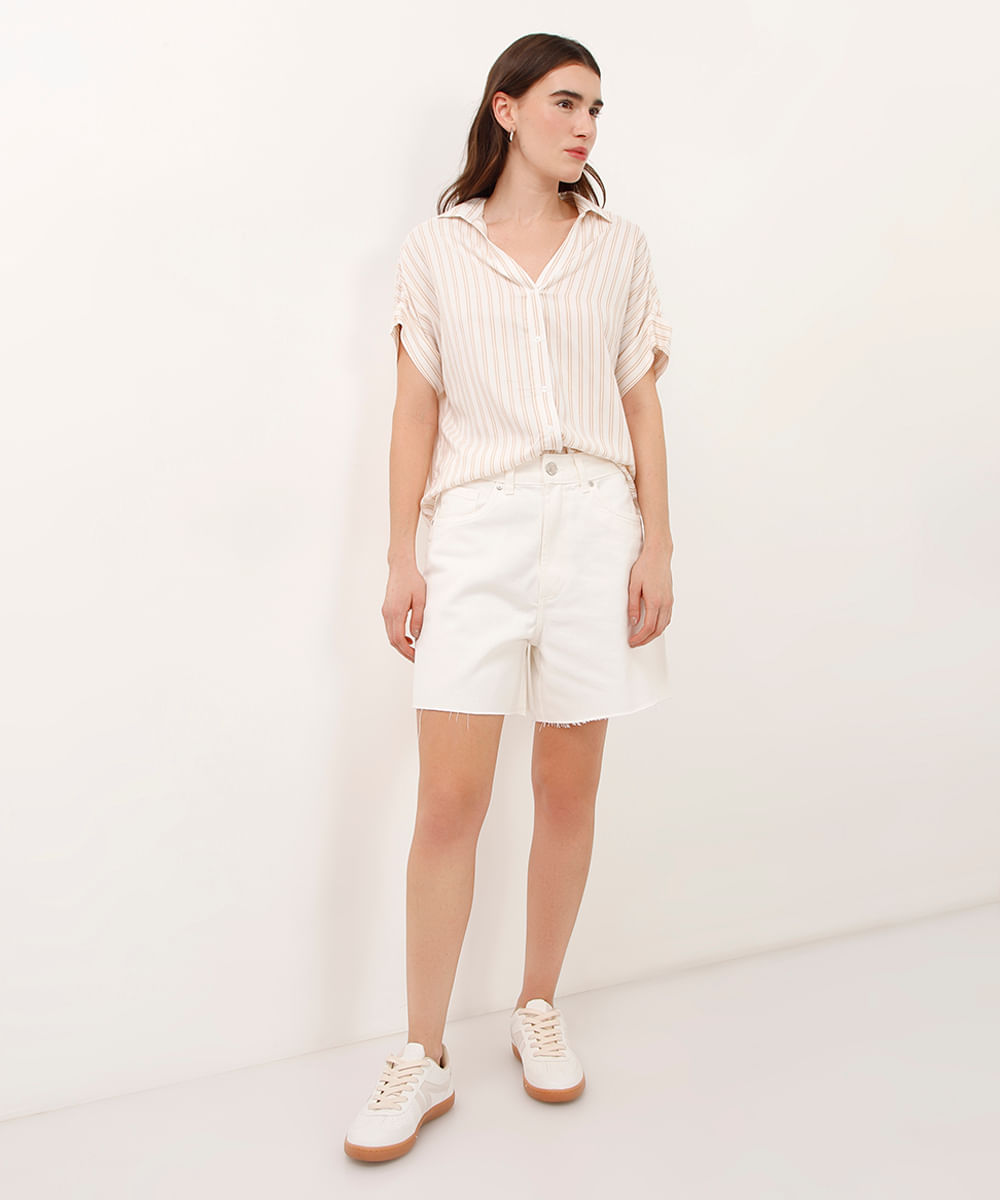 short mom de sarja barra a fio off white