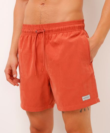 bermuda de suede com bolsos laranja M
